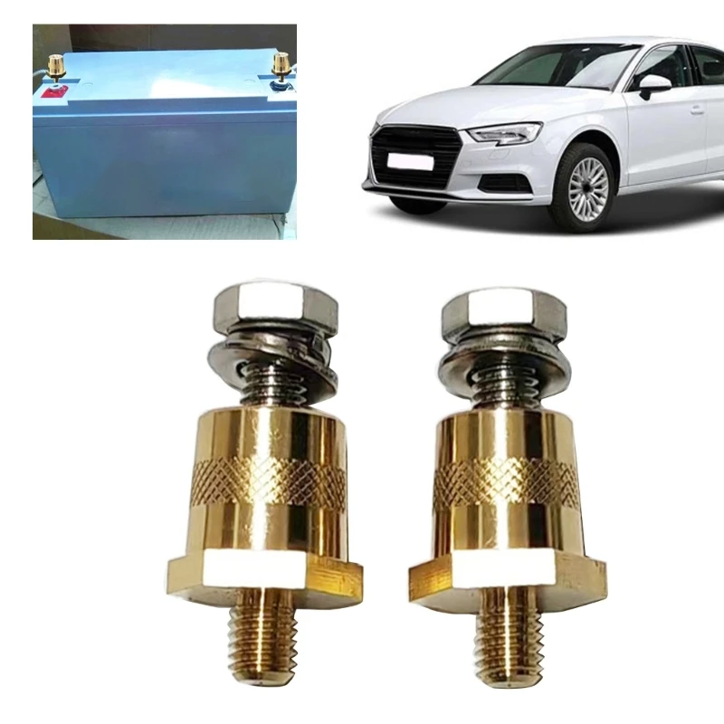 Car Battery Terminal Pair Brass Battery Poles Adapter 6/8mm Thread SimpleInstall