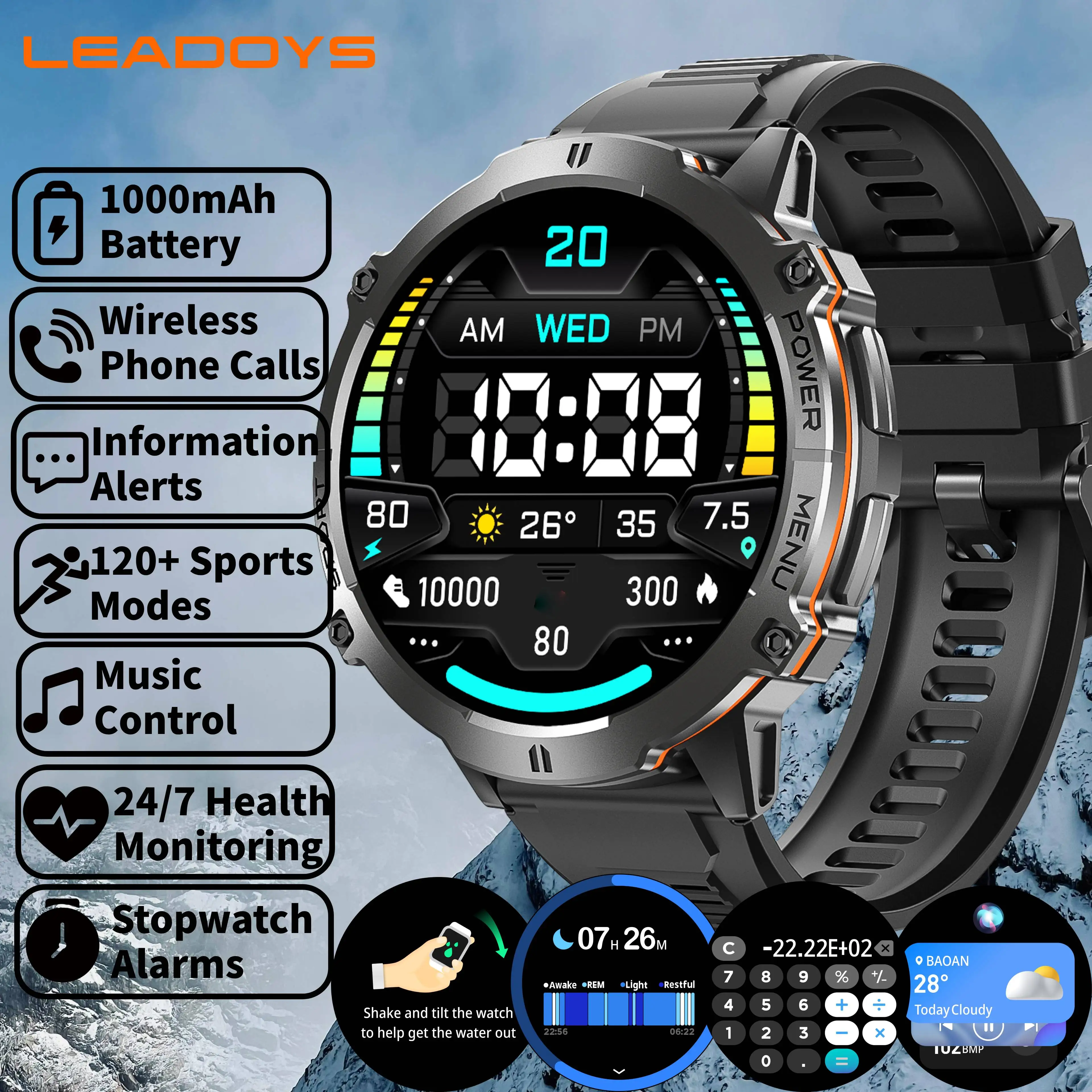 

Leadoys X3 Smartwatch Outdoor Sports Swimming Watch 10m Waterproof GPS on Dafit APP 200+ Watch Face Reloj Hombre 100Days Standby