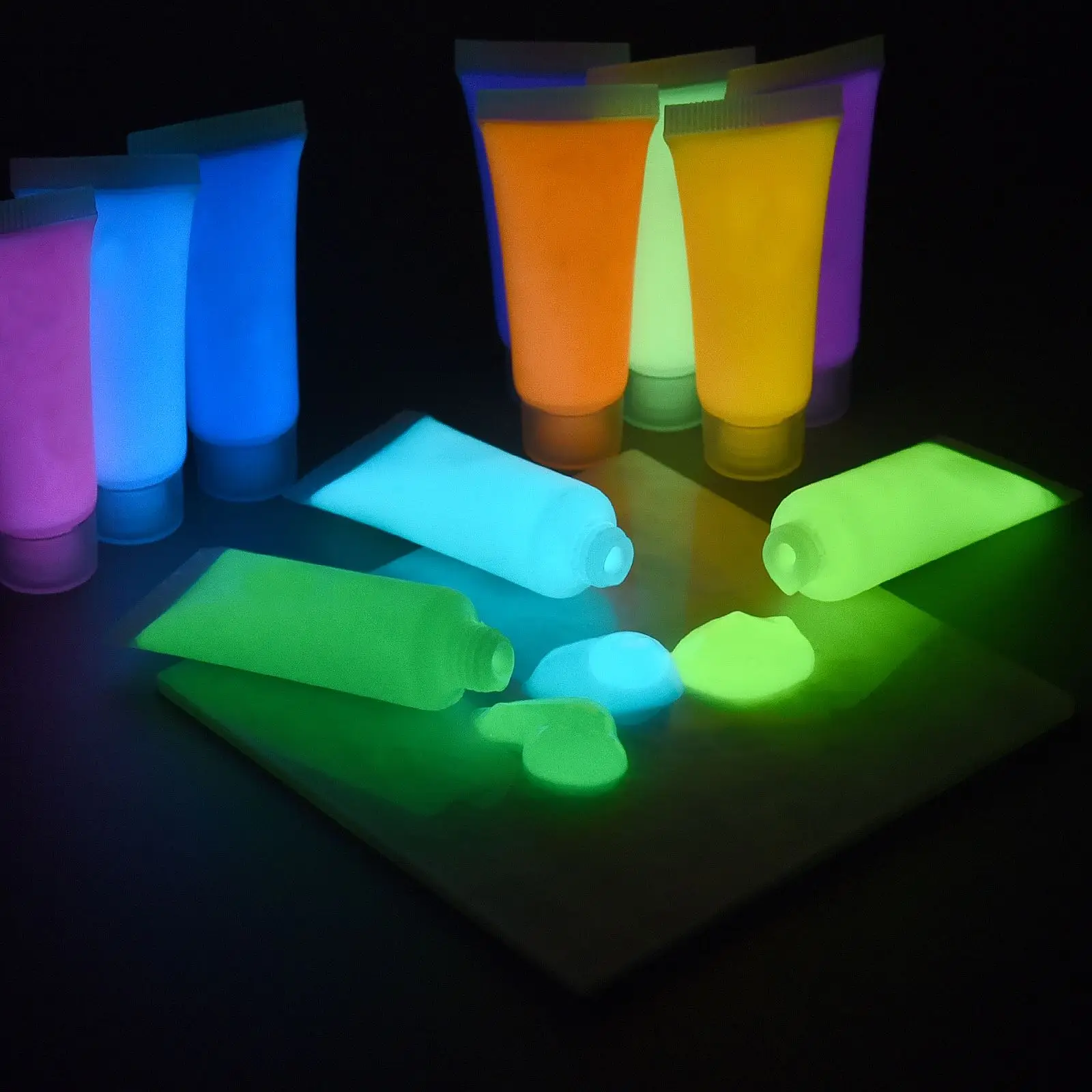 Pigmento fluorescente superbrillante, pintura luminosa impermeable que brilla en la oscuridad, pintura de Color agua, obra de arte, suministros para