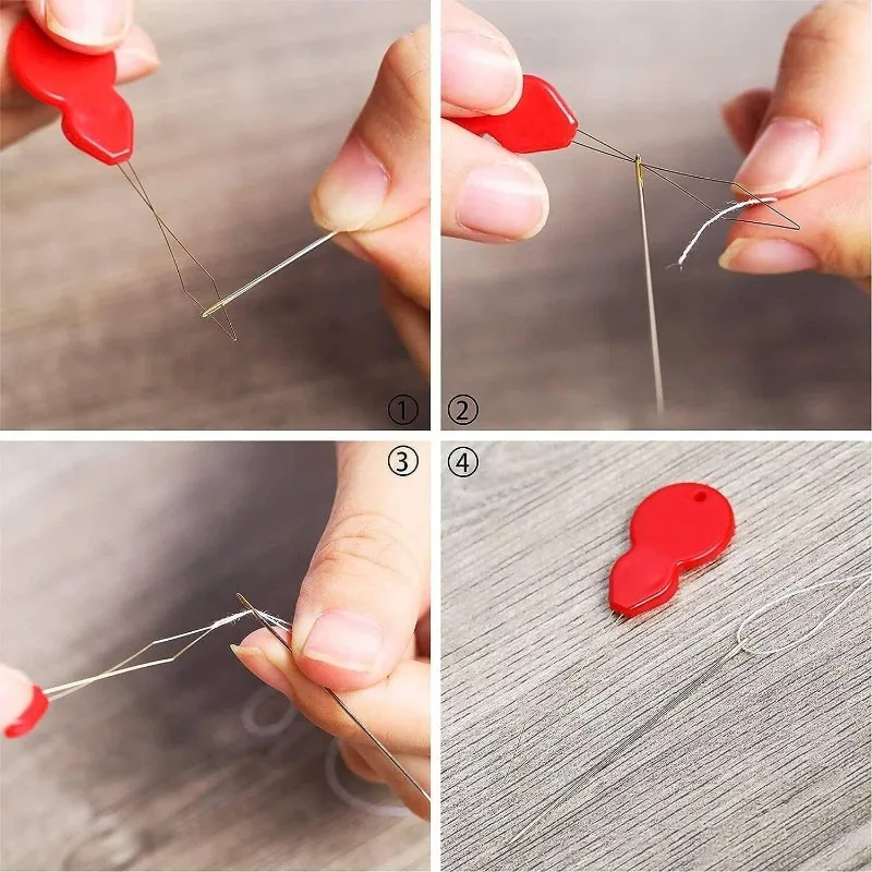 10pcs Gourd Shaped Plastic Needle Threaders, Plastic Wire Loop DIY Needle Threader Hand Machine Sewing Tool for Sewing Crafting