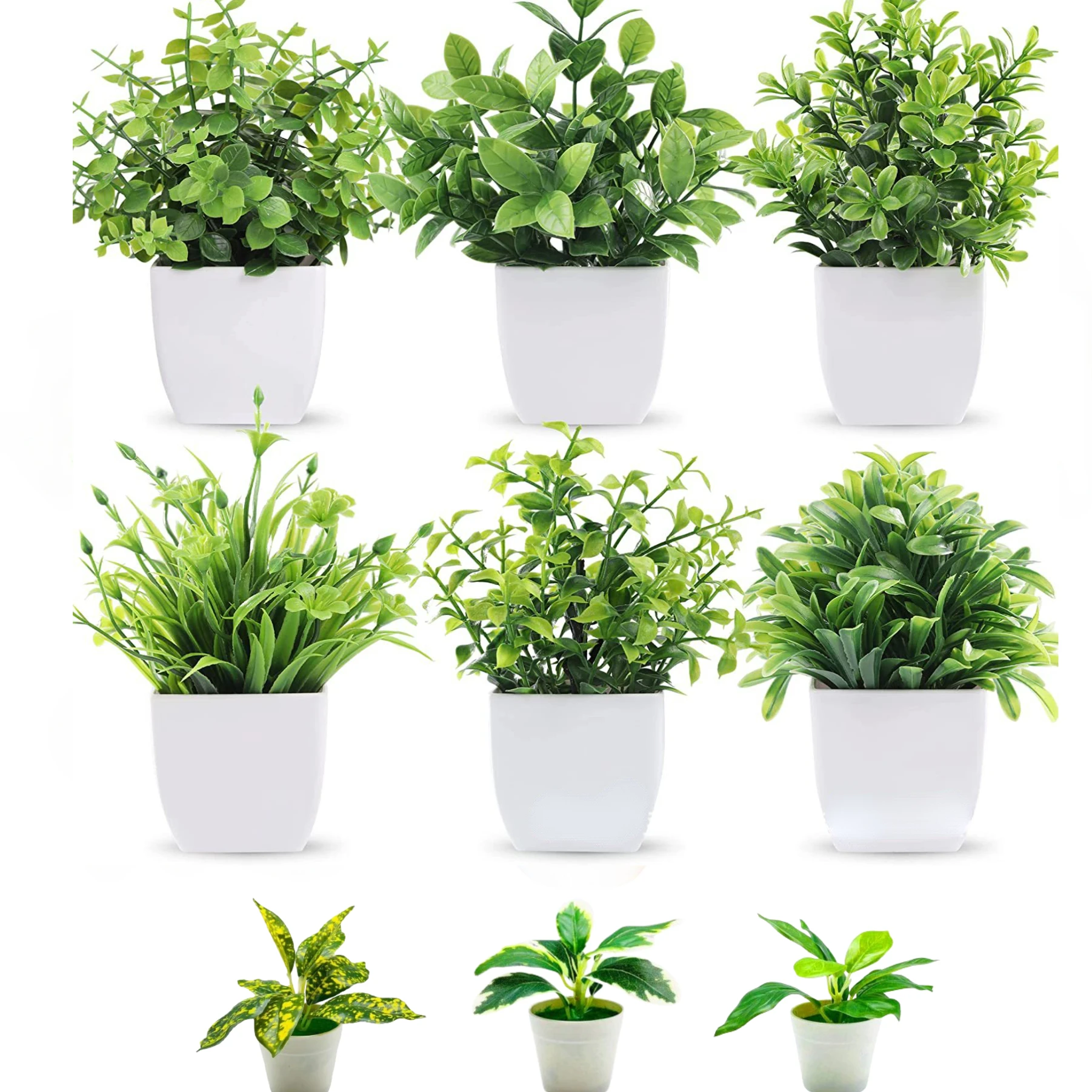 Fake Potted Plants Artificial Plants Decorations for Shelves Home Room Garden Office Wedding Bedroom Bathroom Scene Accessories