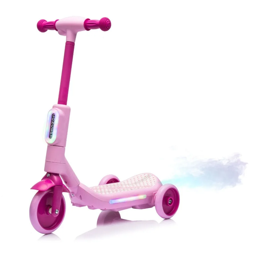 

2in1 Ride On ThreeWheel Electric Scooter Tail Color Lights W Spray Wider Pedal PU Wheels For Effective Floor Protection Indepen