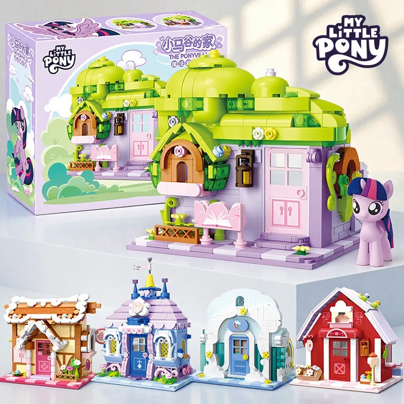 Image of My Little Pony Serie: Pony Valley Haus-Bausteine, Twilight Sparkle Magische Bibliothek, Rarity Zusammengebautes Modell, Spielzeug, Dekoration, Geschenk