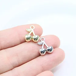 Eruifa 10pcs Shiny Polish Zinc Alloy Cherry Charms Necklace,Earring Bracelet Jewelry DIY Handmade 2 Colors