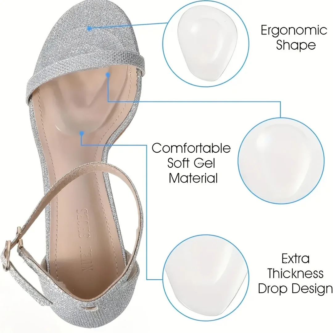 Gel Forefoot Cushion Pads Anti-Slip Half Insoles Shoe Inserts for Women High Heels Foot Pain Relief image 2