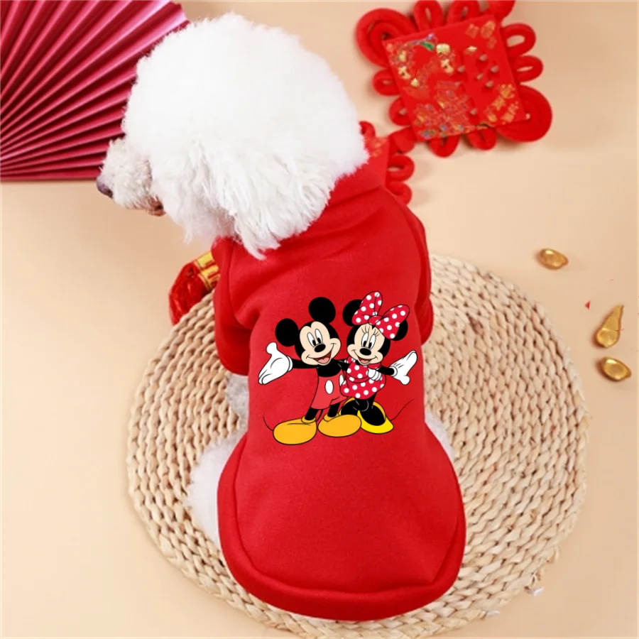 1 sudadera para mascotas con estampado de Mickey y Minnie bailando, sudadera cálida de cuello redondo para Otoño/Invierno