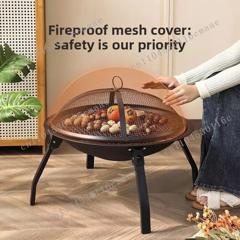 Portable carbon steel outdoor barbecue grill multi-person courtyard camping tea making tea stove with charcoal fuel