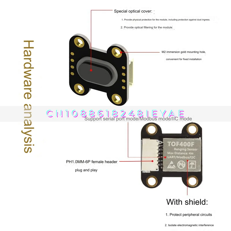 TOF050F 200F400F Laser Distance Sensor Module MODBUS IIC Serial Output Multi-mode