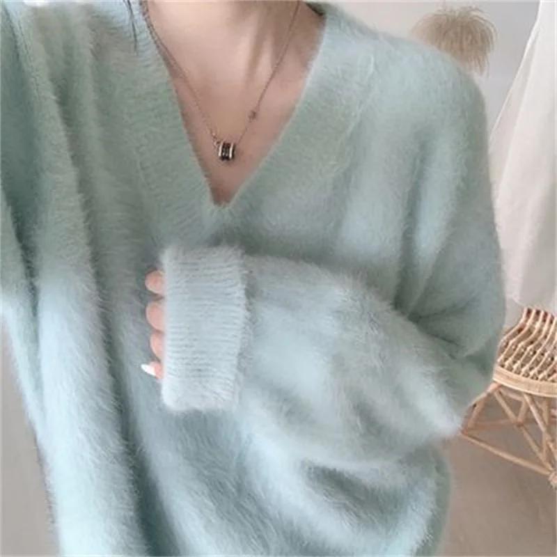 

High-End Women's Knitted Long Sve V-Ne Sweater Base irt Inner Wear Casual Sle Winter Season Regular Length Top