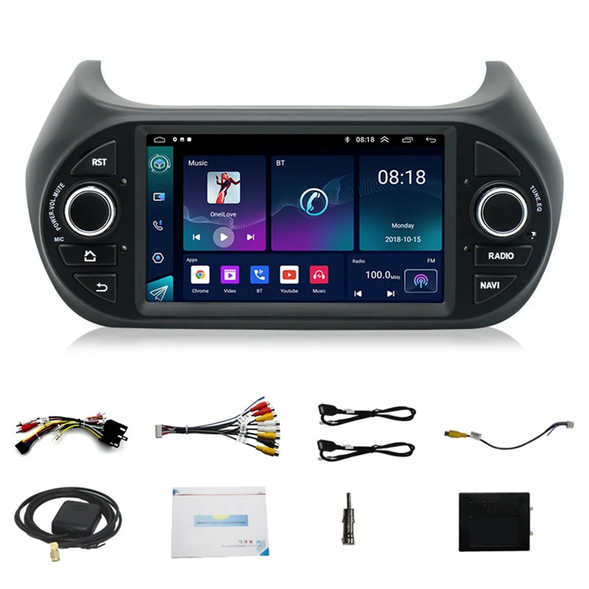 For Fiat Fiorino Citroen Nemo Peugeot Bipper GPS Carplay Android Car 4G Radio Car Multimedia Player 7 Inch, 1+32GB