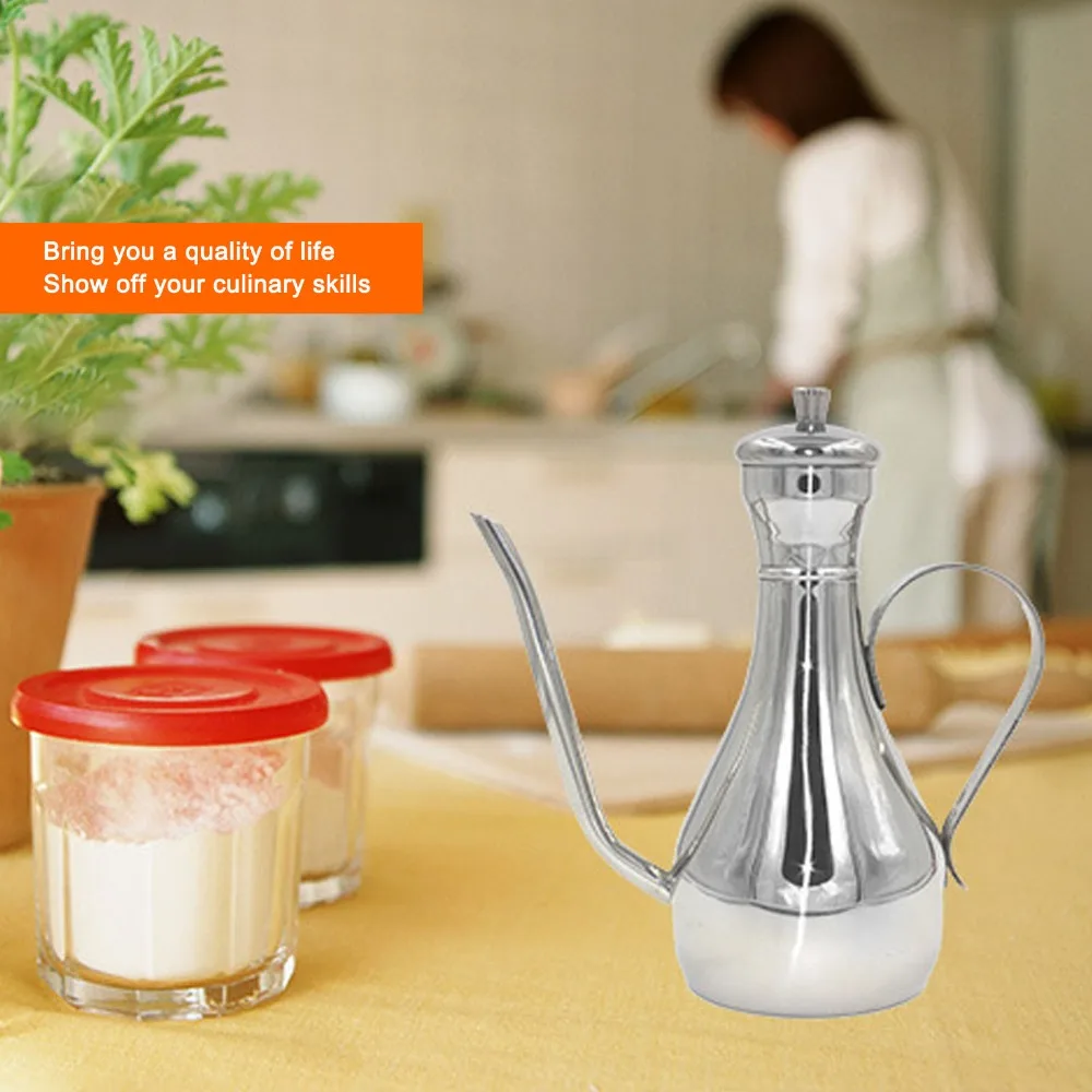 Convenient 304 Stainless Steel Olive Oil Dispenser 350ml/500ml Oil Storage Container Oil Can Container Hotel Use