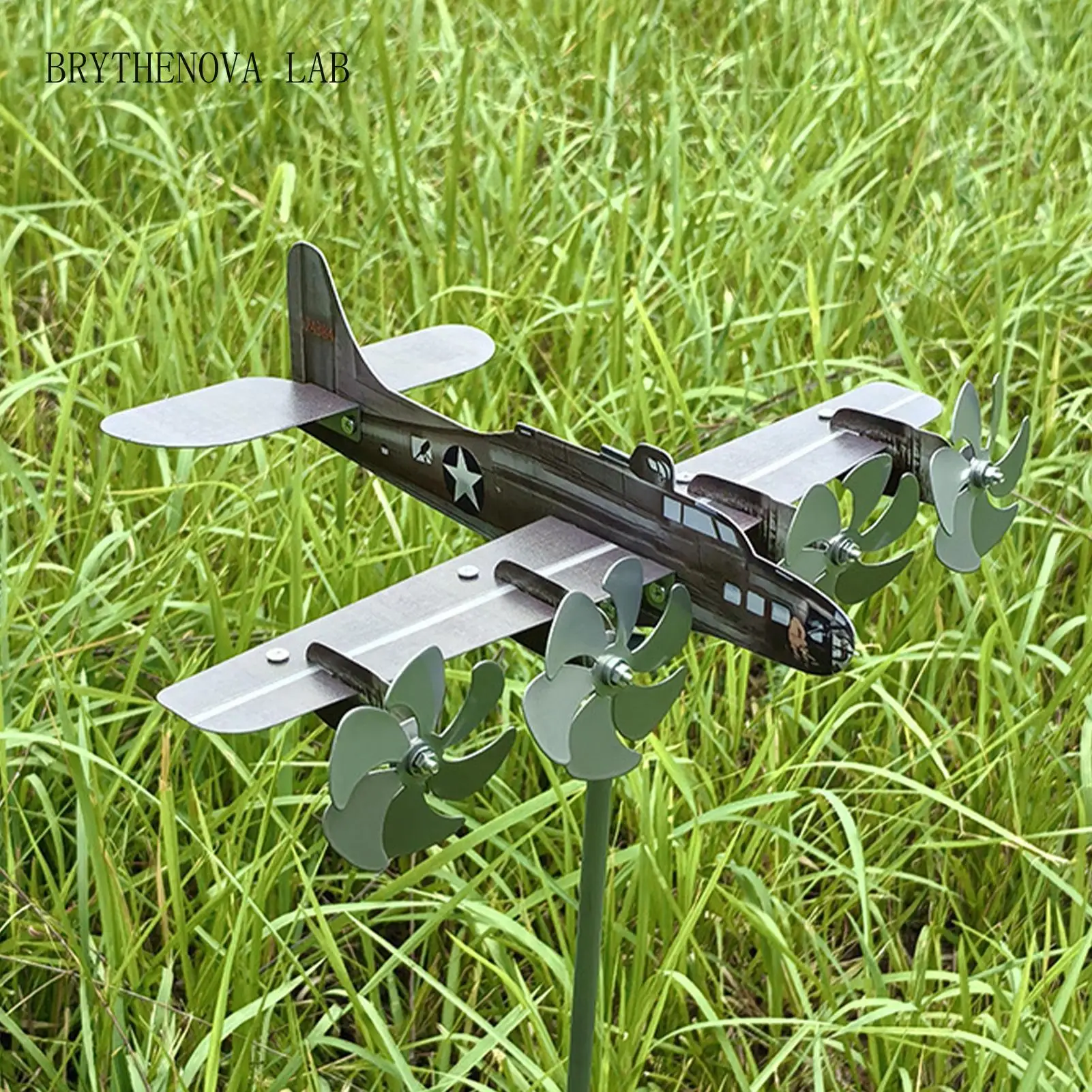 Airplane Weather Vane Garden Aircraft Weathervane Decor Patio Windmill Airplane for Aviator Aviation Lover Veterans Front Yard