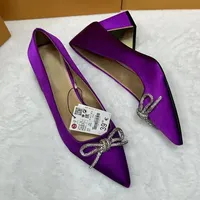 Chunky High Heels Women Shoes 2025 Spring New Luxury Rhinestones Bowknot Pointed Toe Bling Crystals Elegant Ladies Pumps
