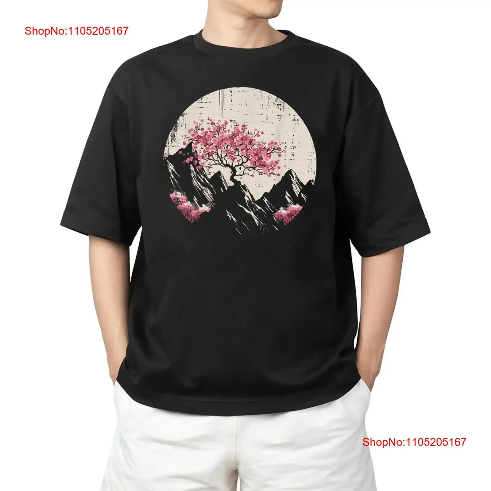 

Футболка Blossoms Mountains Sakura Art, винтажная рубашка для взрослых S 4XL, винтажная стираная мягкая модная дышащая дизайнерская одежда унисекс