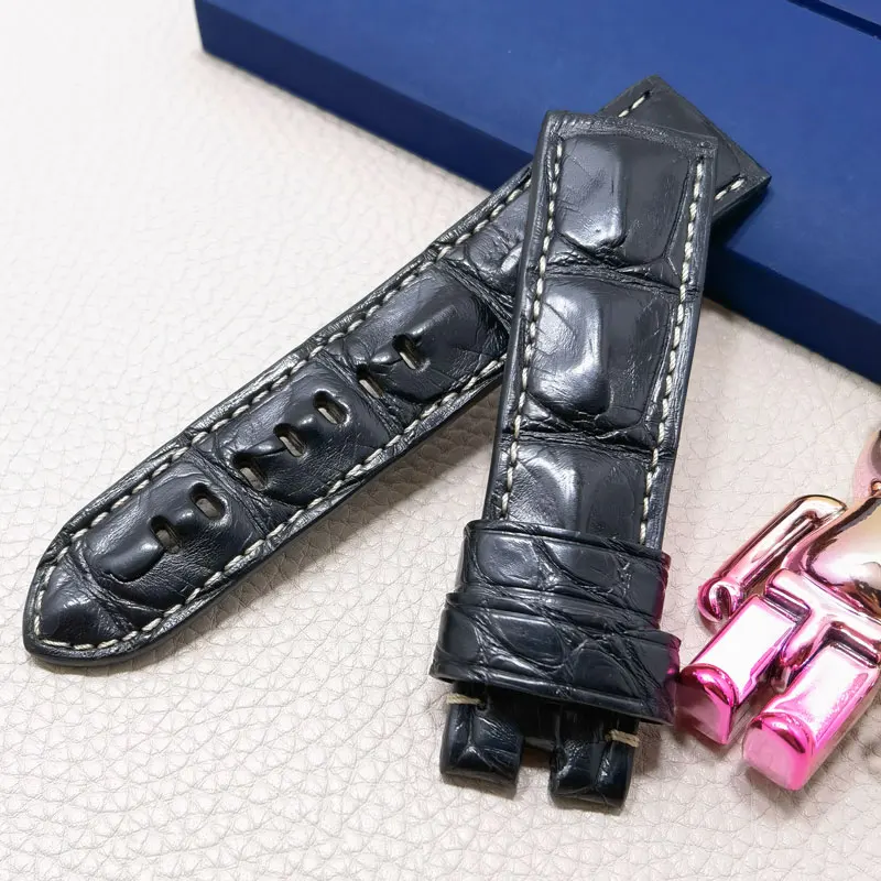 FUYIJIA Custom P-anerai Watch Band Alligator Bone Skin Watchbands Genuine Leather Belt 20MM 22MM 24MM 26MM Crocodile Skin Strap