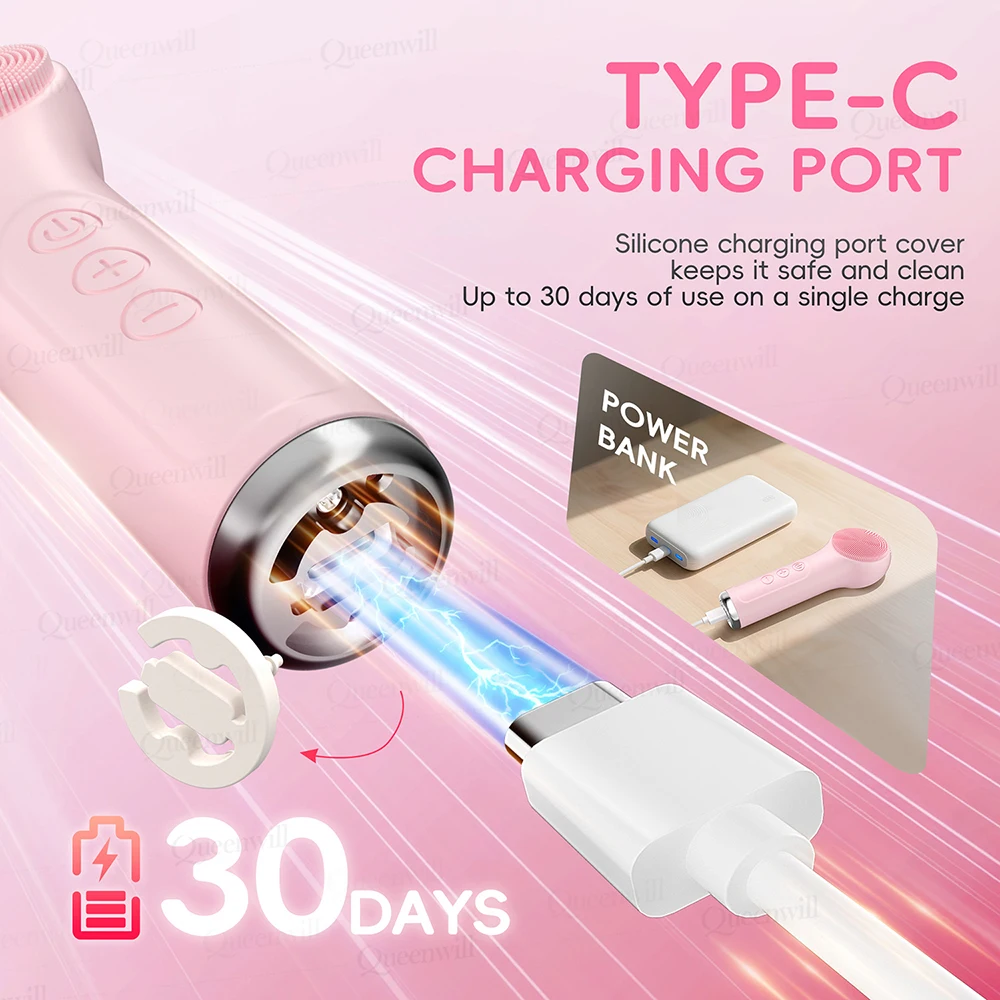 Spazzola per la pulizia del viso sonica portatile Eccellente scrubber per il viso in silicone Riscaldamento Spazzole per la pulizia del viso vibrante per una pulizia profonda