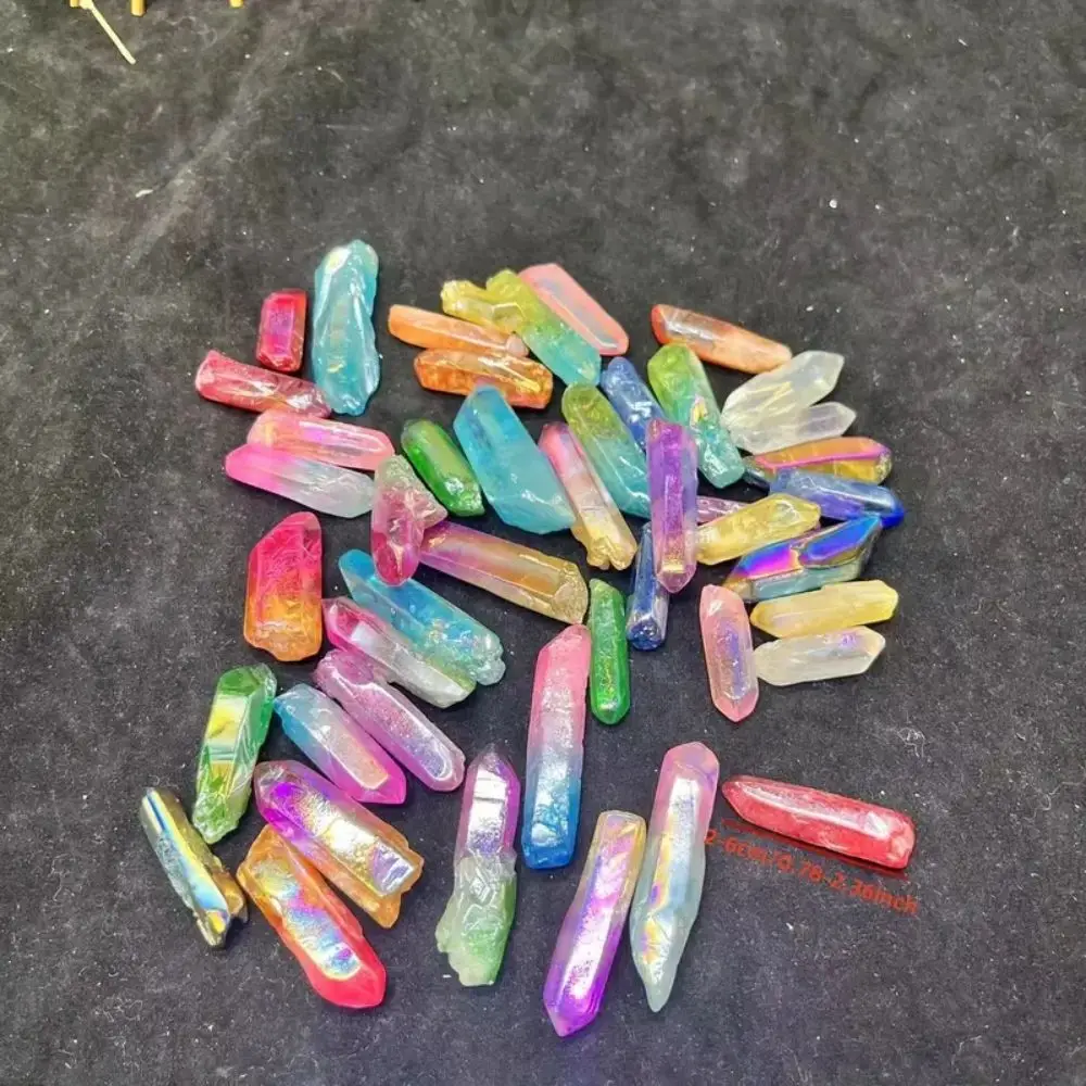 Electroplated Crystal Titanium Aura Lemurian Seed Quartz Crystal Point Stones Specimen Natural Quartz Crystals