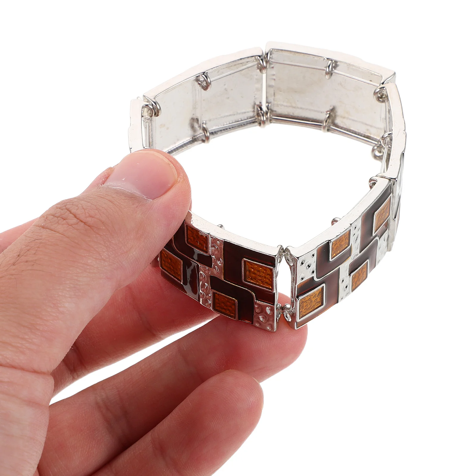 

Vintage Chunky Geometric Elastic Bangle Bracelet for Women Statement Wide Metal Wristband Irregular Bohemian Stretch Hand