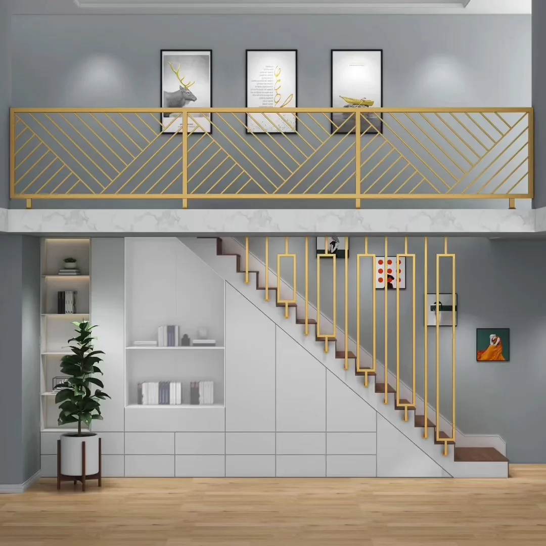 

Iron staircase handrail indoor balcony guardrail fence household floating window attic corridor railing simple decoration