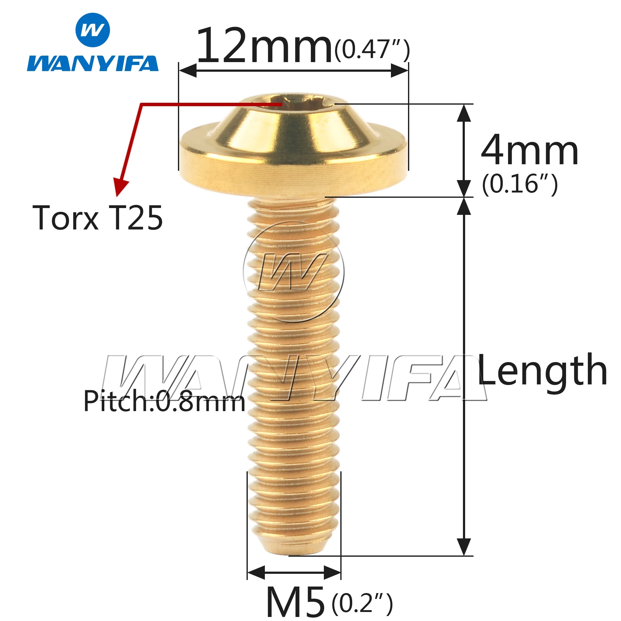 Wanyifa Titanio Ti Bullone M5x10/12/15/20/25/30/35mm Torx T25 Viti a testa per la modifica del giro di fissaggio