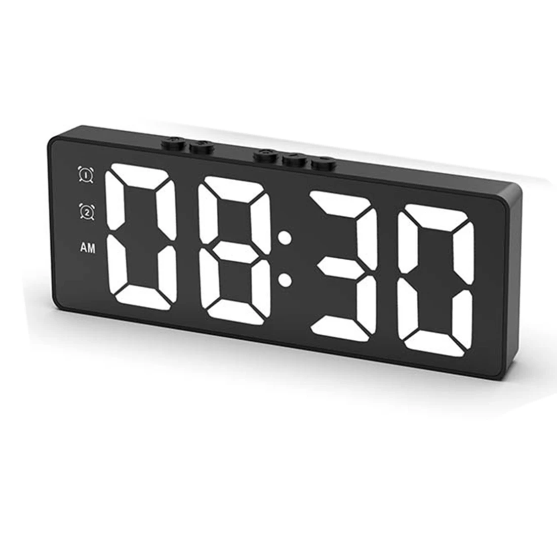 Digitaler Wecker (mit Batterie betrieben) oder USB-Tisch uhr Snooze Night Mode 12/24h elektronische LED-Uhren schwarz