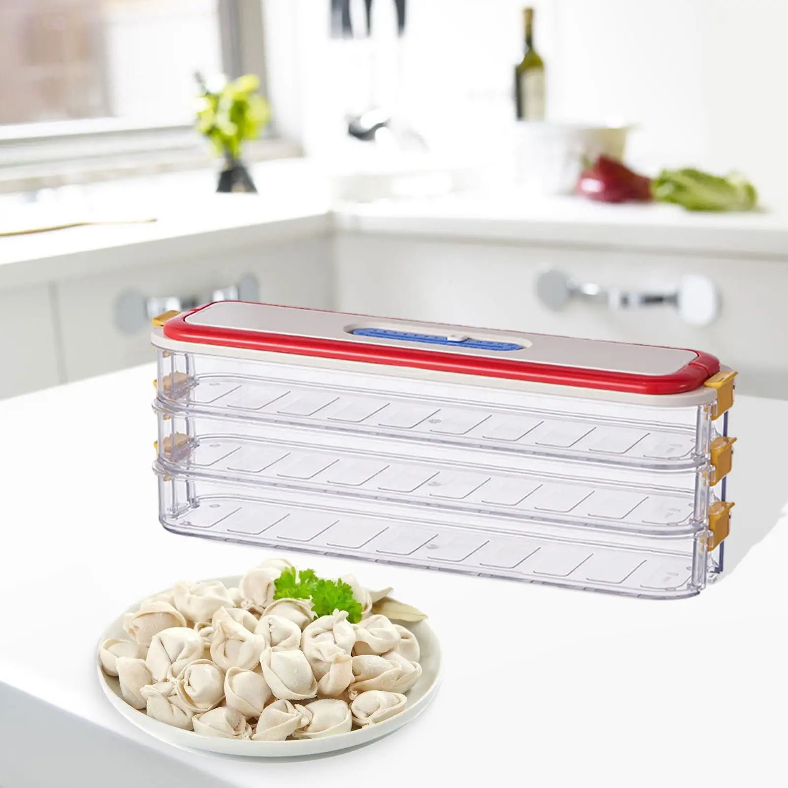 

Dumplings Storage Boxes Portable with 3 Layers for Cookies Donuts Wonton Box