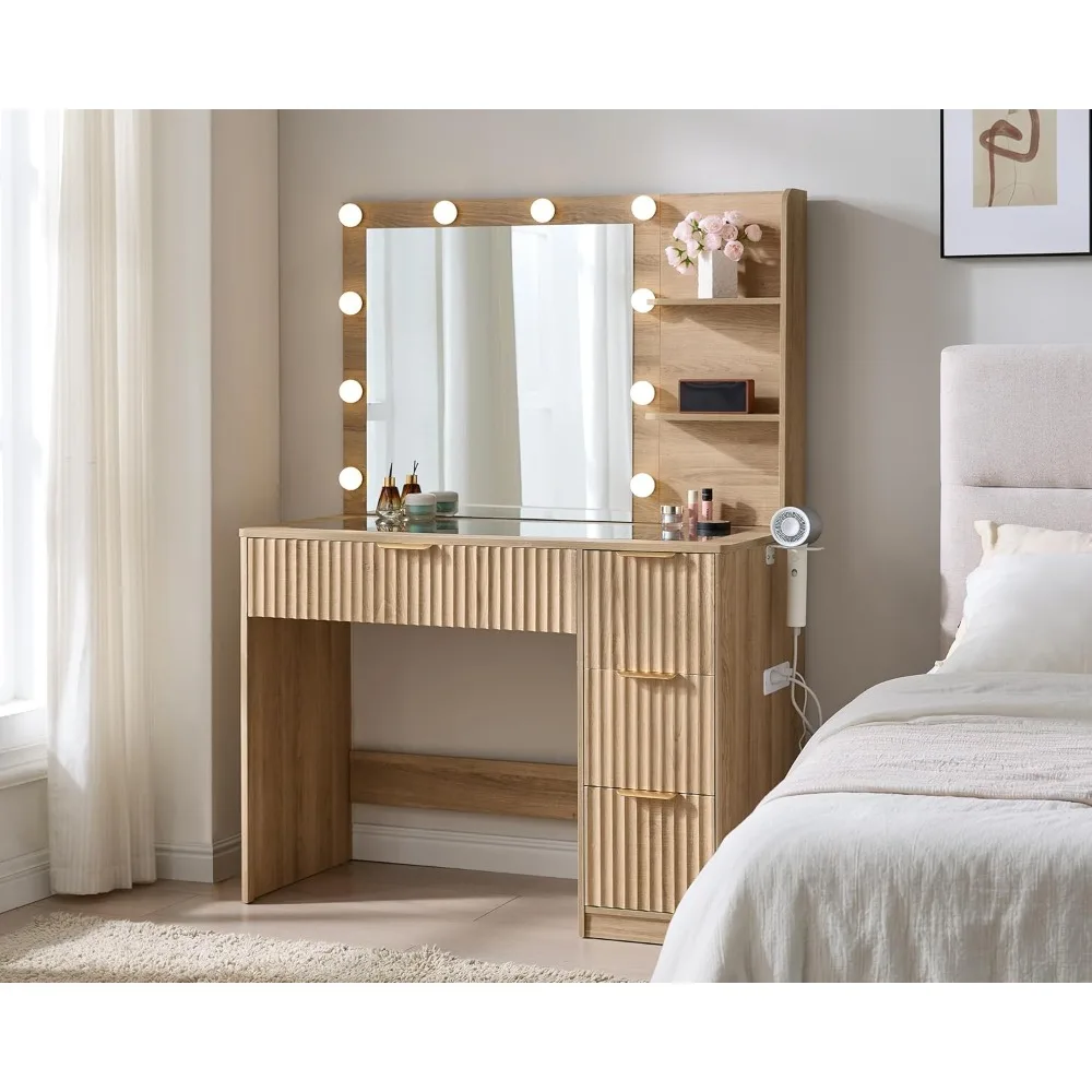 Fluted LED Vanity Desk 1
