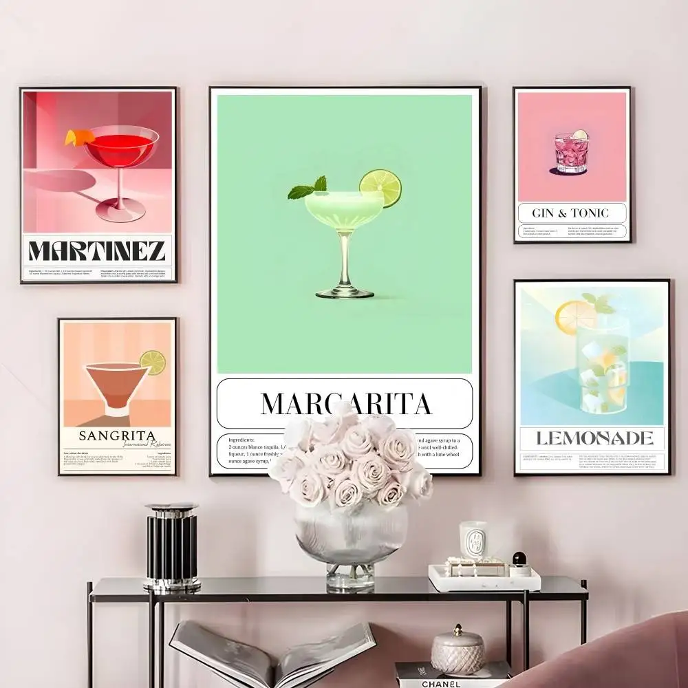 

Leisure Modern Cocktail Wine Poster Home Living Bed Room Bar Hallway Sticky Wall Art Printing Waterproof Aesthetic Decor