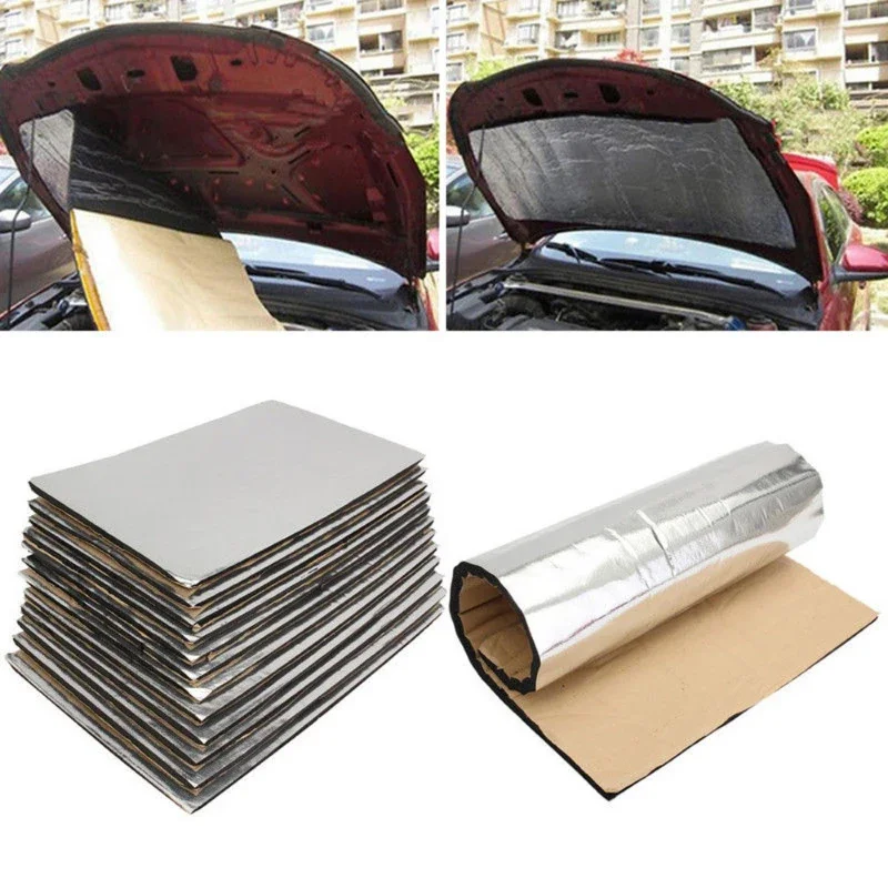 1-10Pcs Car Hood Engine Acoustic Thermal Sound Deadener Mat 5mm Sound Proof Wall Panels Auto Deadening Noise Insulation Mats