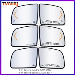 Left Right Side rearview mirror glass lens For Toyota Tundra Sequoia 2007-2019 Blind spot LED detection assist car mirrors