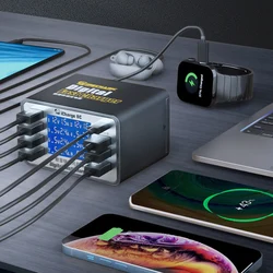 Fast Charger MECHANIC ICharge 8A 8C 8 Ports for Mobile Phone Ipad Smart Watches Independent Digital Display Wireless Charging