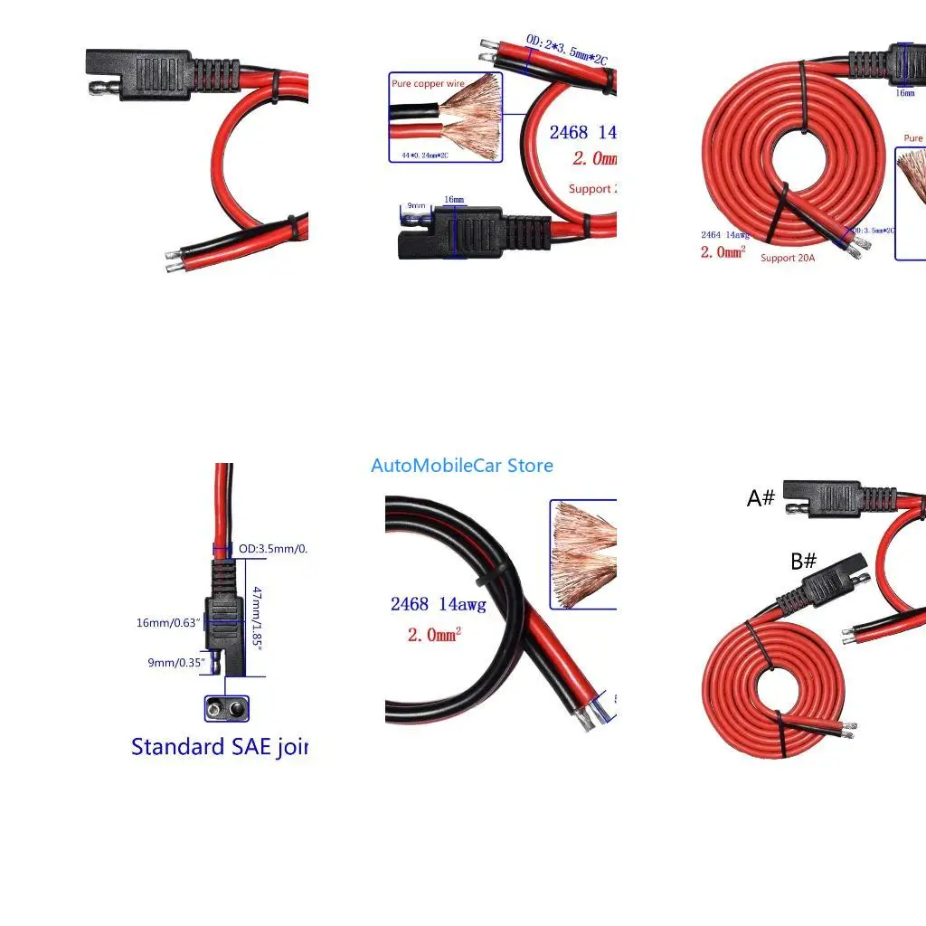 G8TE Cable Extension Cord 14AWG-Wire Harness Quick Disconnect SAE for Truck