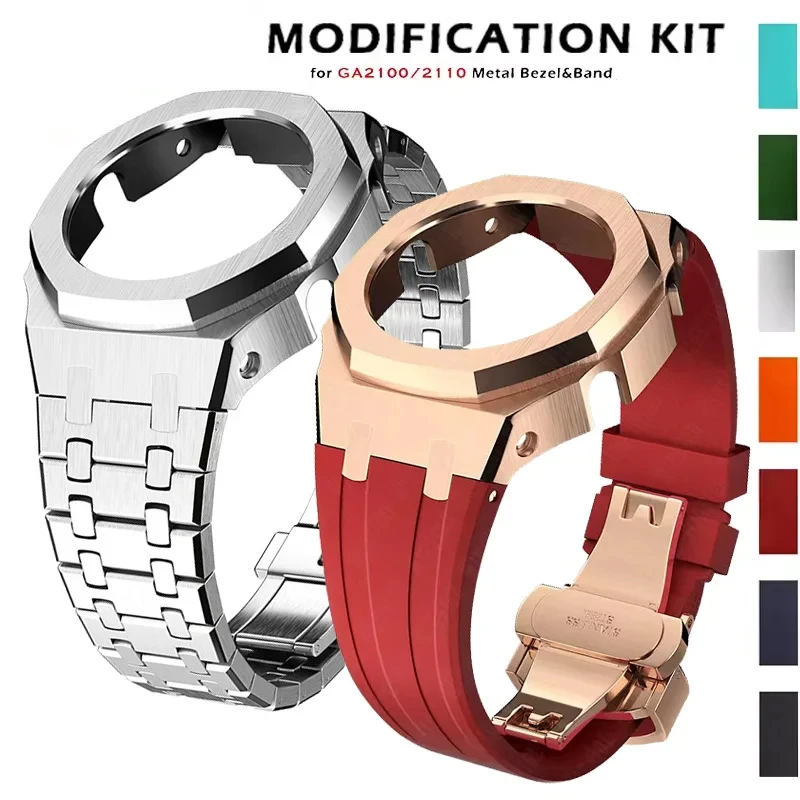 

Gen4 Mod Kit for GA2100 Metal Bezel Casioak Modification GEN4 Generation Rubber Watch Case Stainless Steel Strap GA 2100/2110