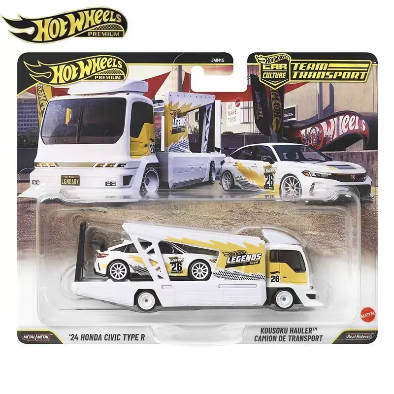 New Sale Hot Wheels Premium Car Culture JMN15 Team Transport Serise Legends Tour '24 Honda Civic Type R Model Cars Surprise Toys view 3