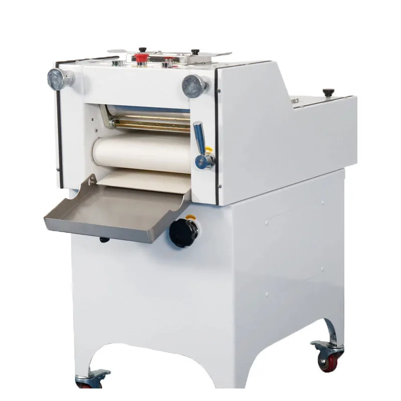 Vertical Mobile Automatic Dough Press Machine Adjustable Thickness Stainless Steel Dough Sheeter for Bakery（ Customized）
