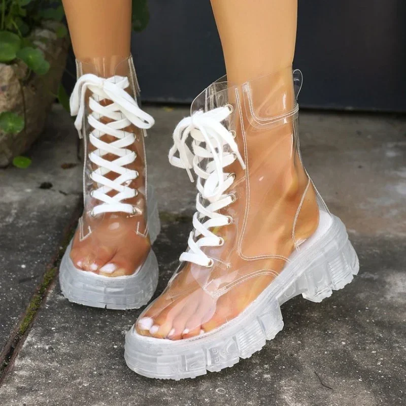 2024 New Sexy Transparent Comfortable Casual Fashion Women\'s Shoes Increased Wear-Resistant Winter Boots Chaussure Femme