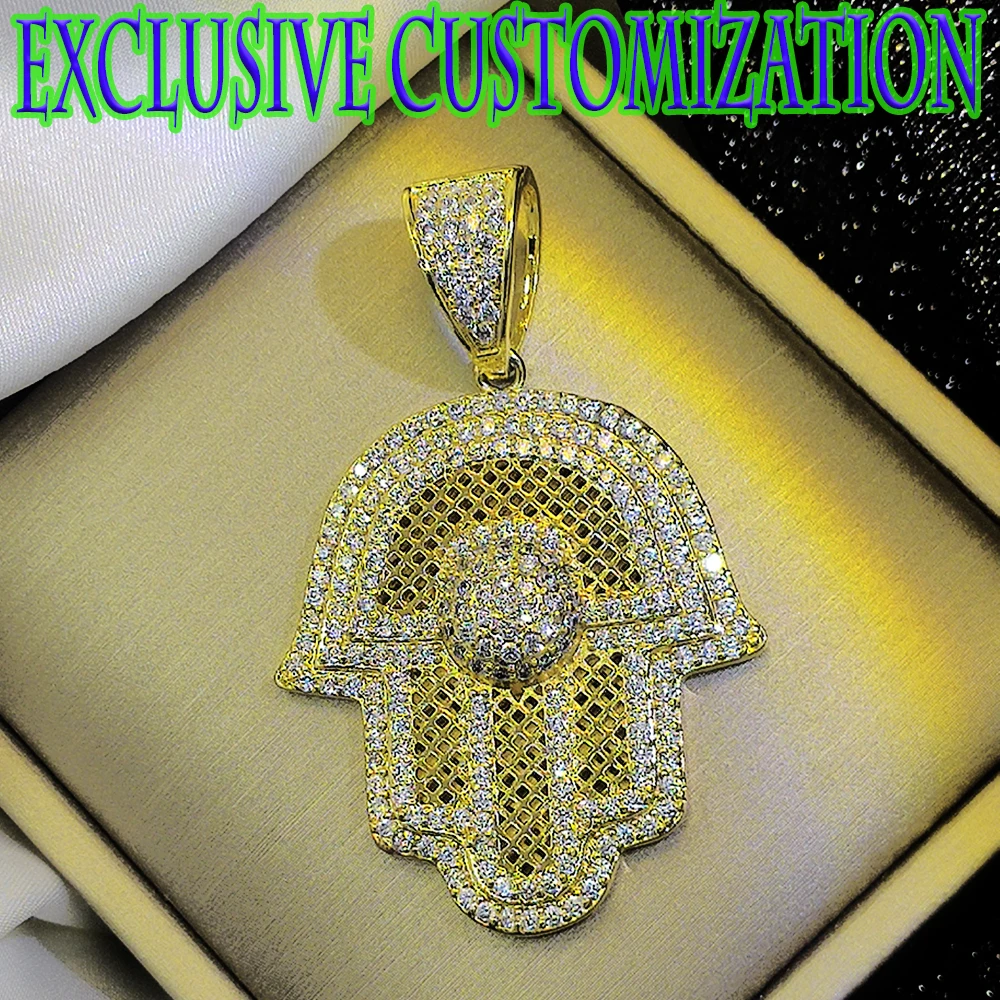 Exclusive customized necklace for hip-hop. Diamond inlaid gold pendant, 18K classical gold-plated craftsmanship, new trend