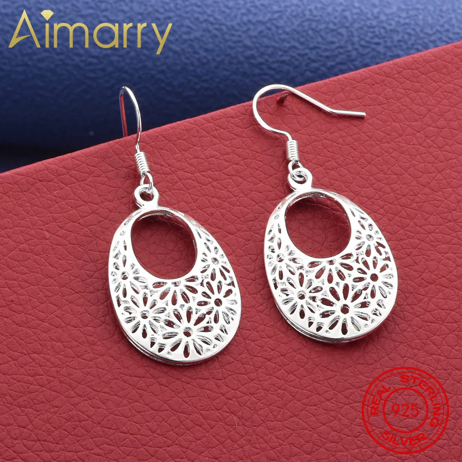

Grace 925 Sterling Silver Carved Oval Earrings Retro Classic Jewelry Fashion Party Wedding Holiday Gifts