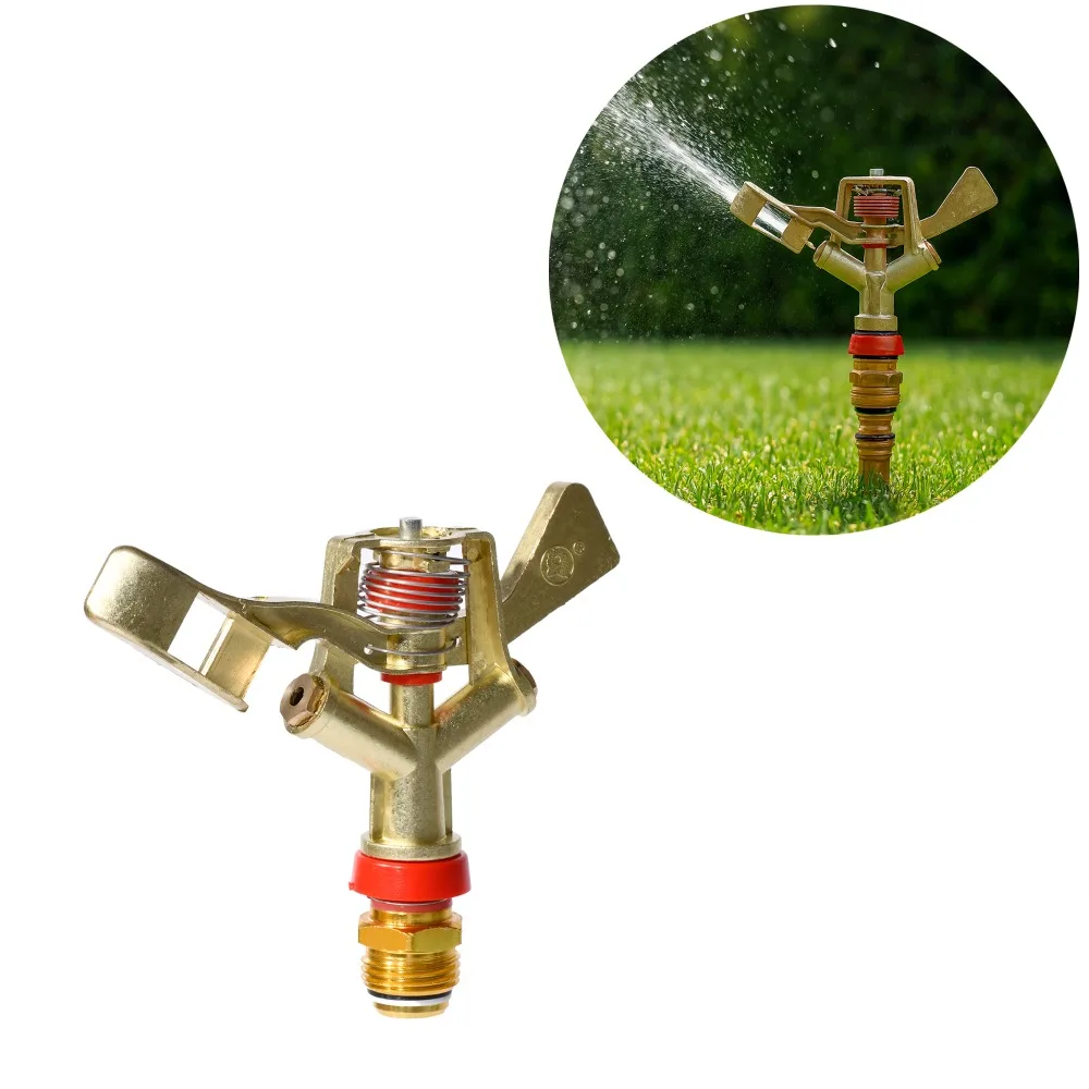 

1 шт., 0,79 x 0,98 дюйма, качающаяся спринклерная головка из сплава, 360 градусов ° Вращающаяся насадка для орошения садового газона для полива сельского хозяйства