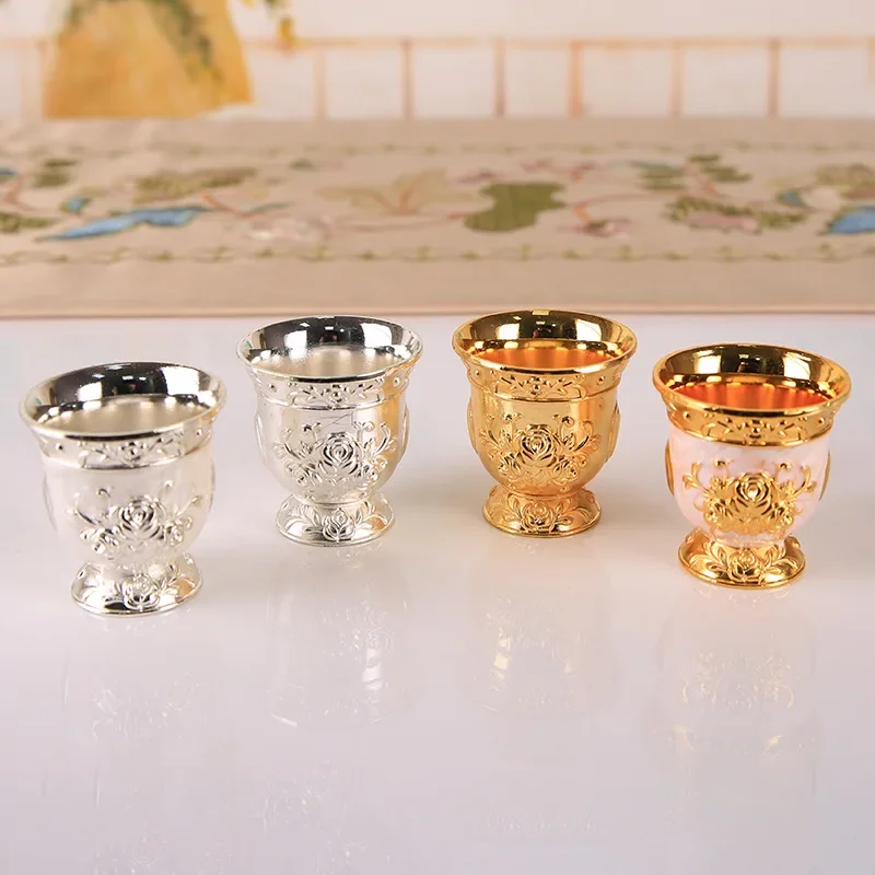 

Wine Glases Engraved Mini Spirits Vodka Cup Liquor 30ml Retro Alloy Portable Personalized Tea Tumbler Party Wedding Decoration