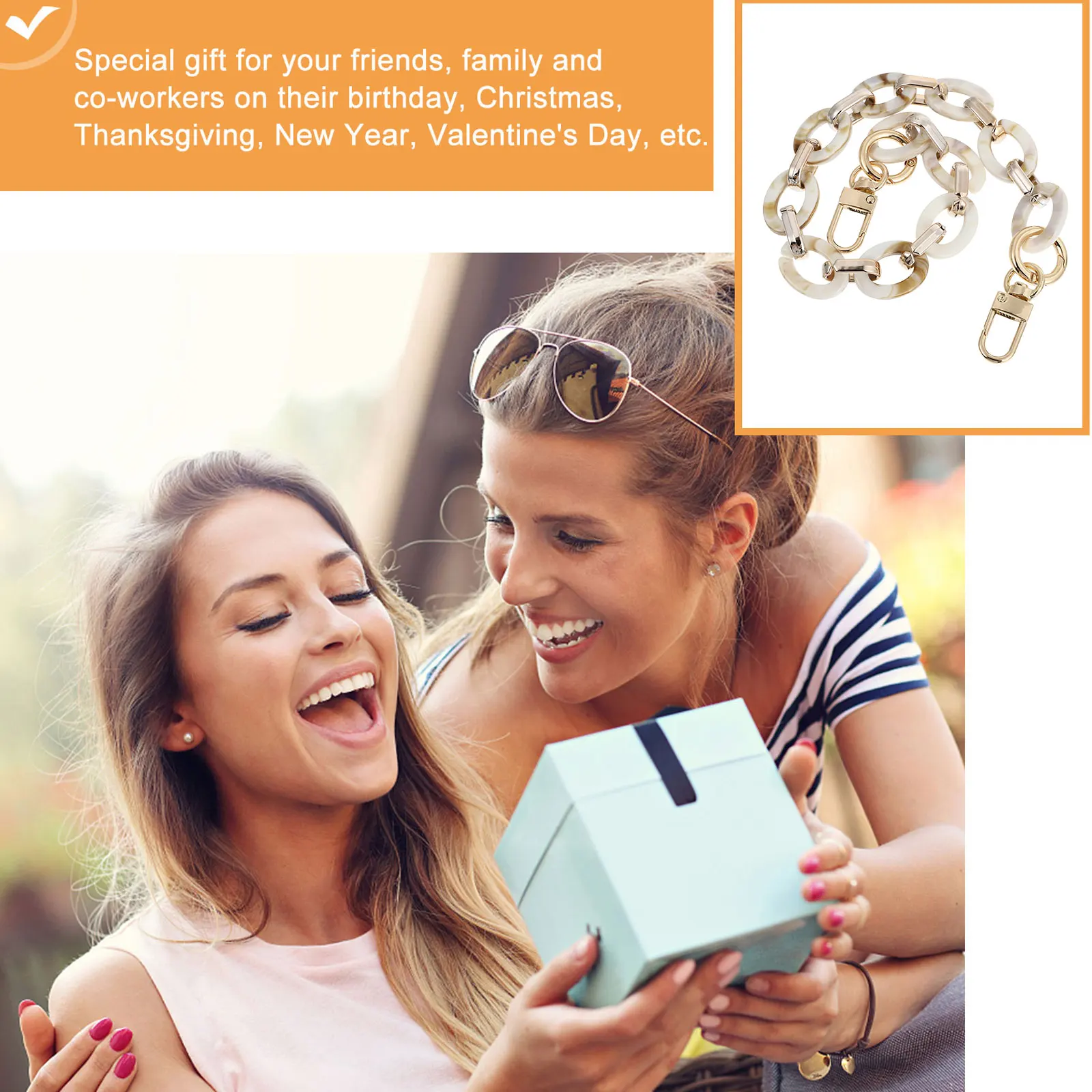 여성을 위한 화려한 레진 가방 체인, 정교하고 가벼운 숄더 스트랩, 패션 핸드백 핸들 교체용, 시크한 액세서리