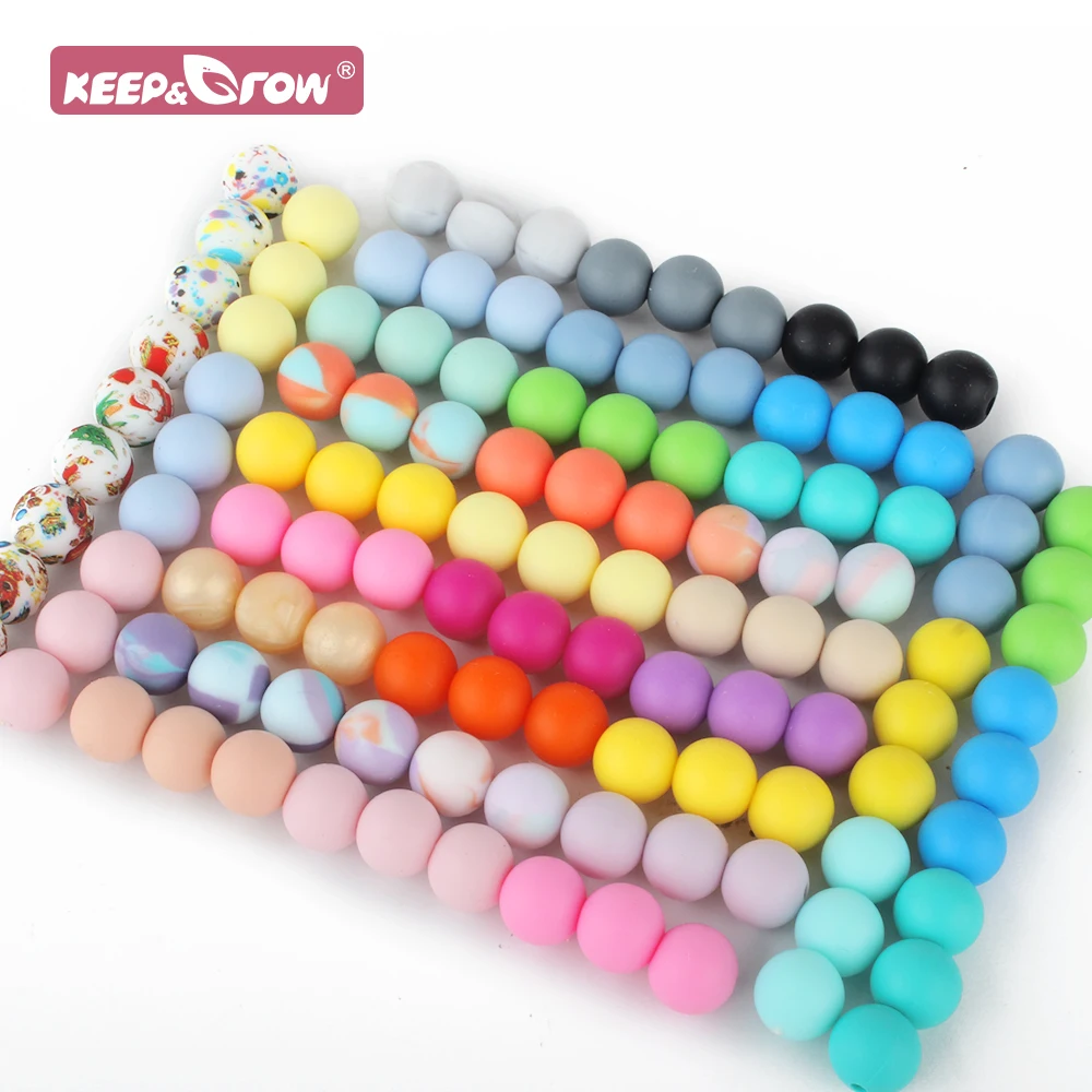 12mm 50pcs Silicone Beads Food Grade Silicone Teether Round Beads Baby Chewable Teething Beads Teether for DIY Pacifier Chains