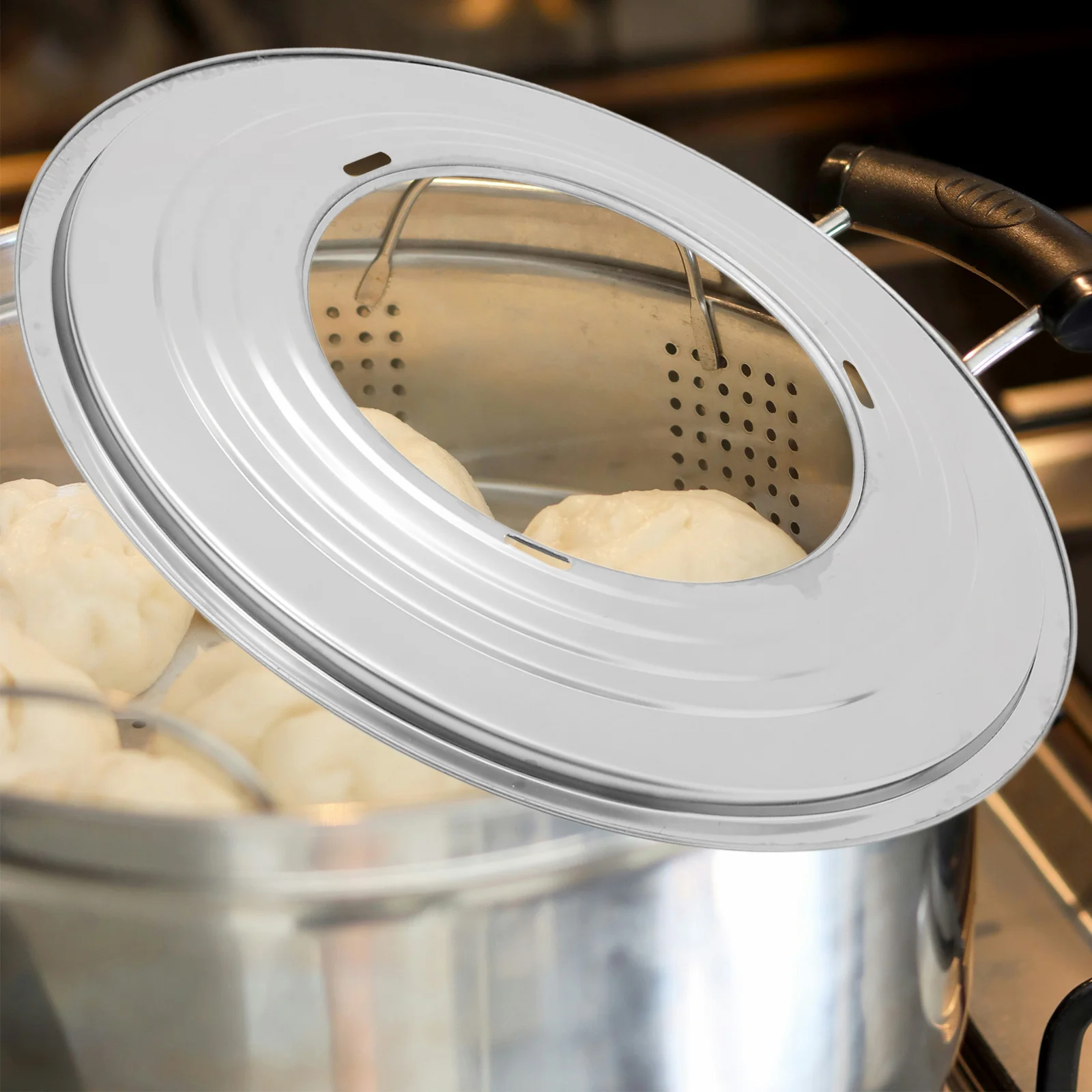 

Reusable Stainless Steel Steaming Ring Adapter for Steamer Pots Easy to Use Kitchen Gadget Steamer Ring