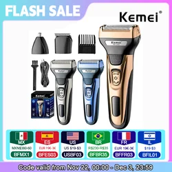 Kemei 3 In 1 Powerful Electric Shaver Facial Body Hair Trimmer Beard Shaving Machine Razor Nose Ear Hair Trimmer for Men KM-1429