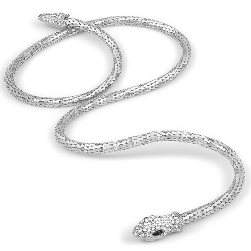 Snake Choker Necklace Retro Adjustable Snake Shape Collar Necklace Curved Design for Rhinestone Halloween Jewelry for Women