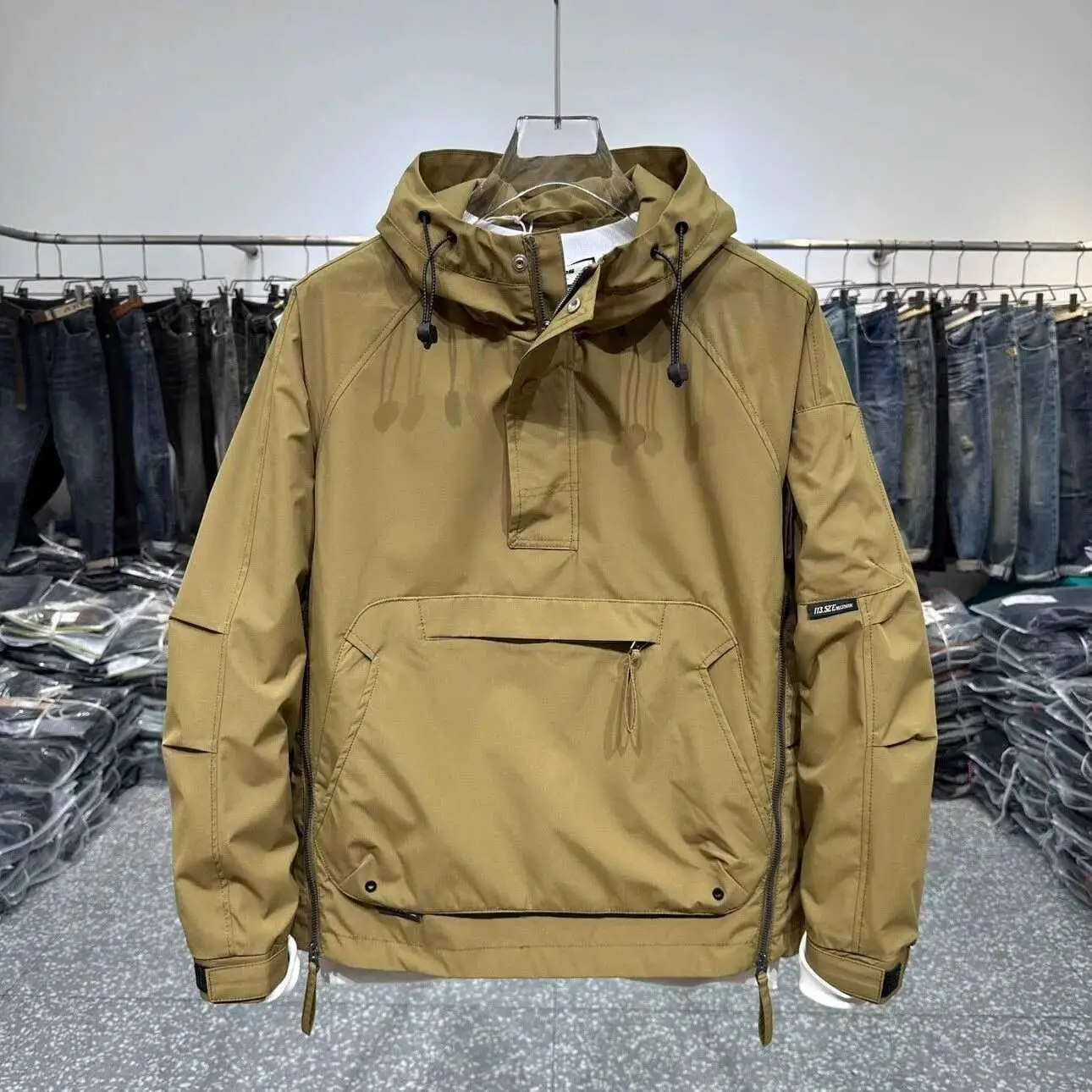 سترة رجالية ضيقة بقلنسوة لخريف 2024، جاكيت عمل بسحاب مقاوم للرياح، أزياء عصرية كاجوال بأكمام طويلة للشباب #2