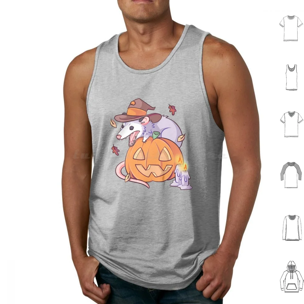 Possum Pumpkin Tank Tops Print Cotton Halloween Autumn Fall Possum Opossum Pumpkin Cute Nature Funny Critter