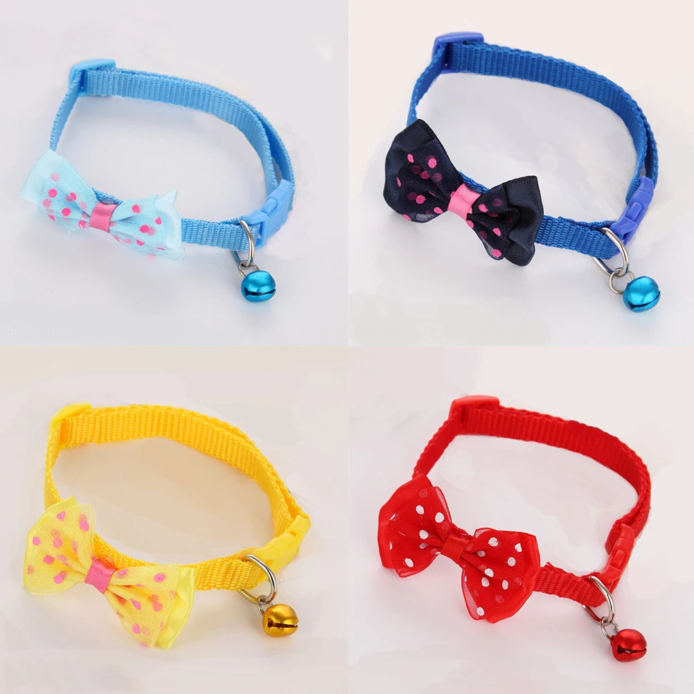 

8Pcs Butterfly Cat Collar with Bell Adjustable Bowknot Design Stylish Pet Neck Ring for Dog Cat Lovely Pet Photo Prop