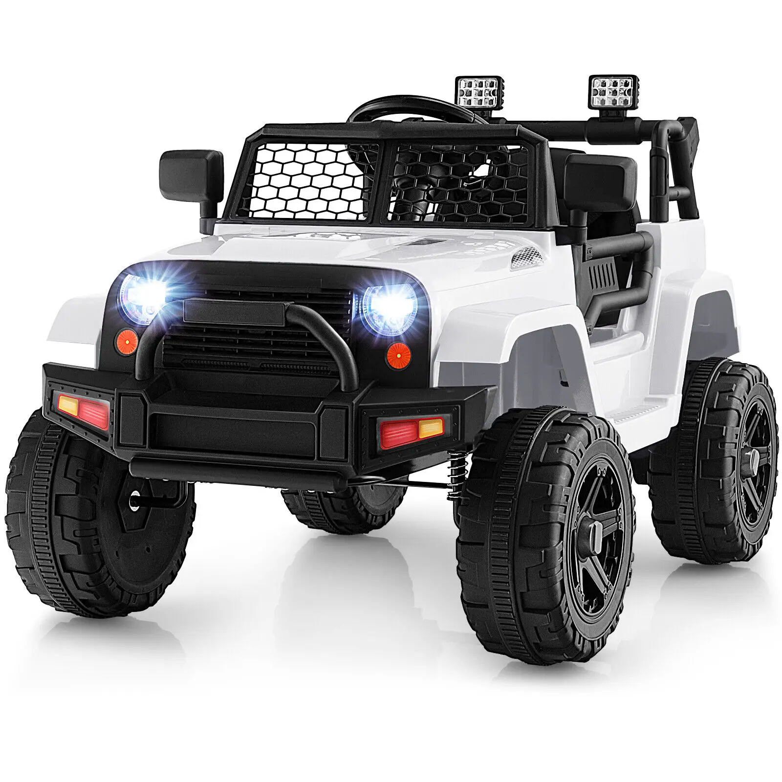 Babyjoy 12V Kids Ride On Truck Car Electric Vehicle Remote w/ Light & Music White