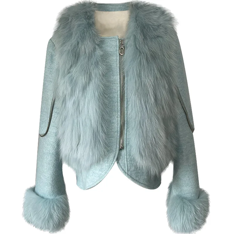 Fox Fur Fur Coat Women's Short One Coat Three Wear Furry Vest Wool Overcoat down Feather Liner